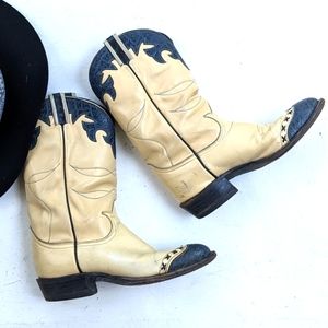 Cream and navy cowboy boots